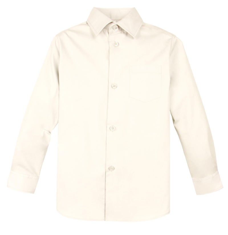 Spring Notion Big Boys' Long Sleeve Dress Shirt 5 Ivory - Image 1